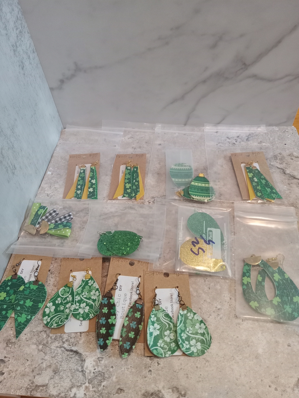 Green Shamrock-Themed Party Earrings Set - Festive Home Party Accessories